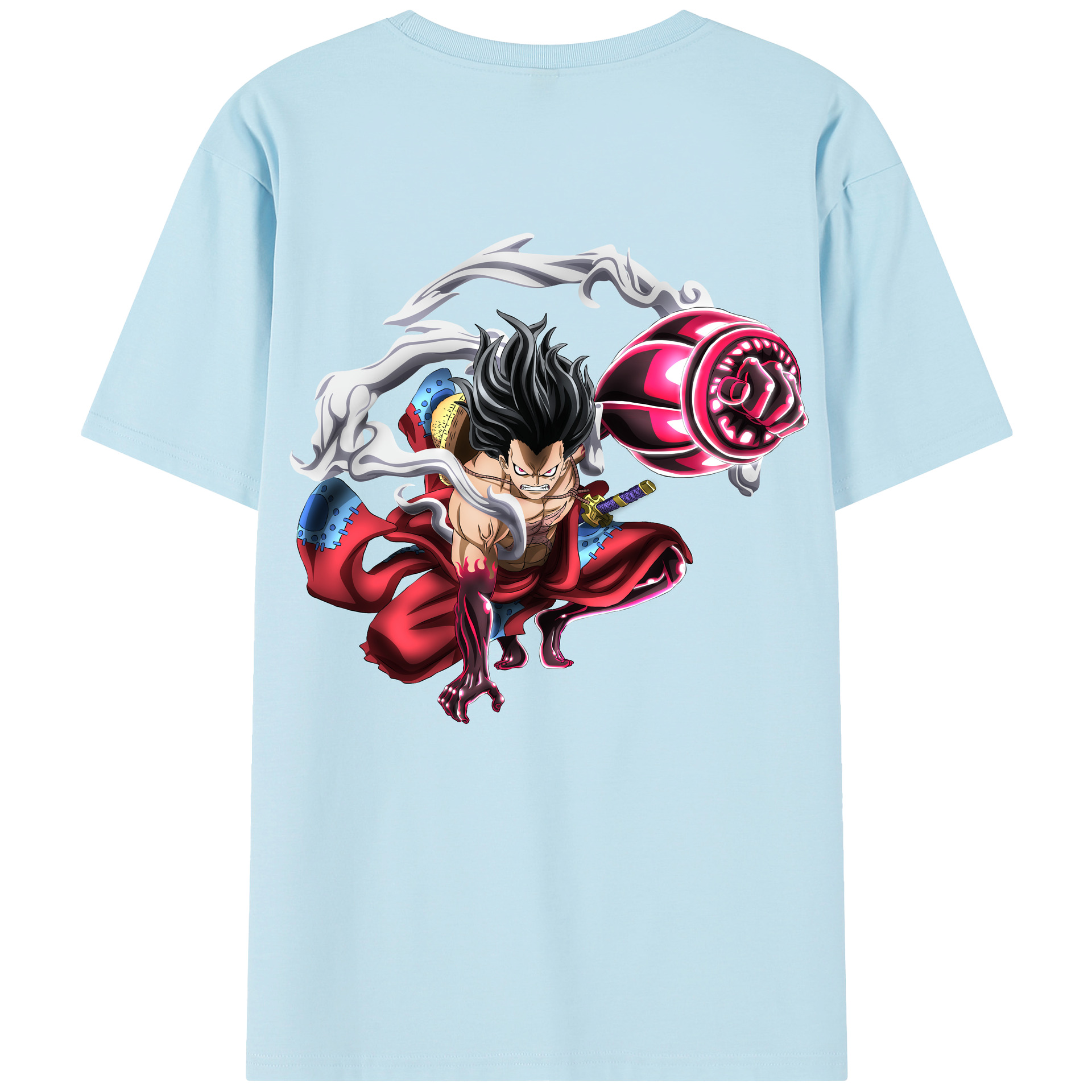 ワンピース モンキー・D・ルフィ ONE PIECE Monkey D. Luffy 綿100％半袖Tシャツ（背面プリント）